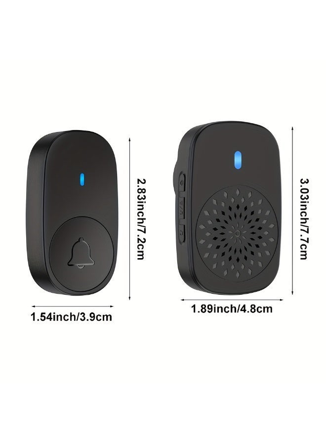 Chabeia Doorbell kit, plug-in receiver with a 1050-foot range, 5 volume levels, 38 ringtones, LED flashing light, easy to install and use（Black） - Image 3